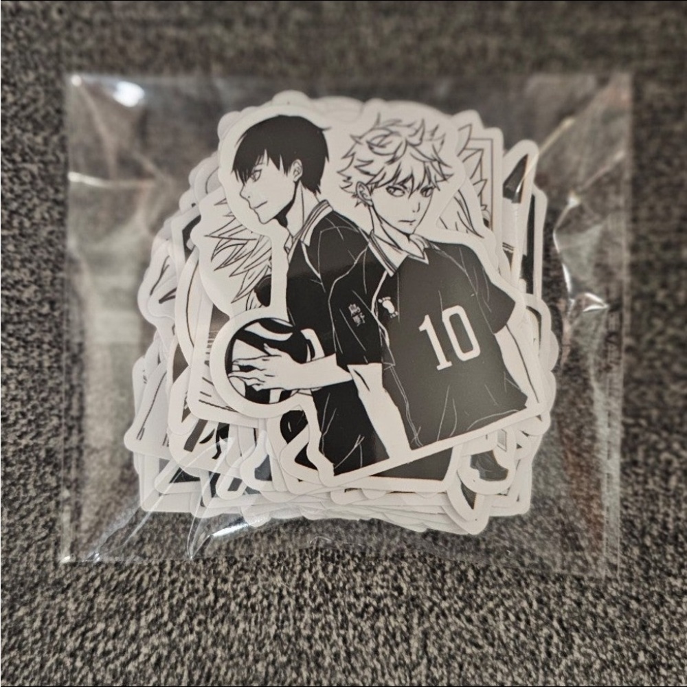 Black & White Mixed Anime Sticker Set 50 pcs